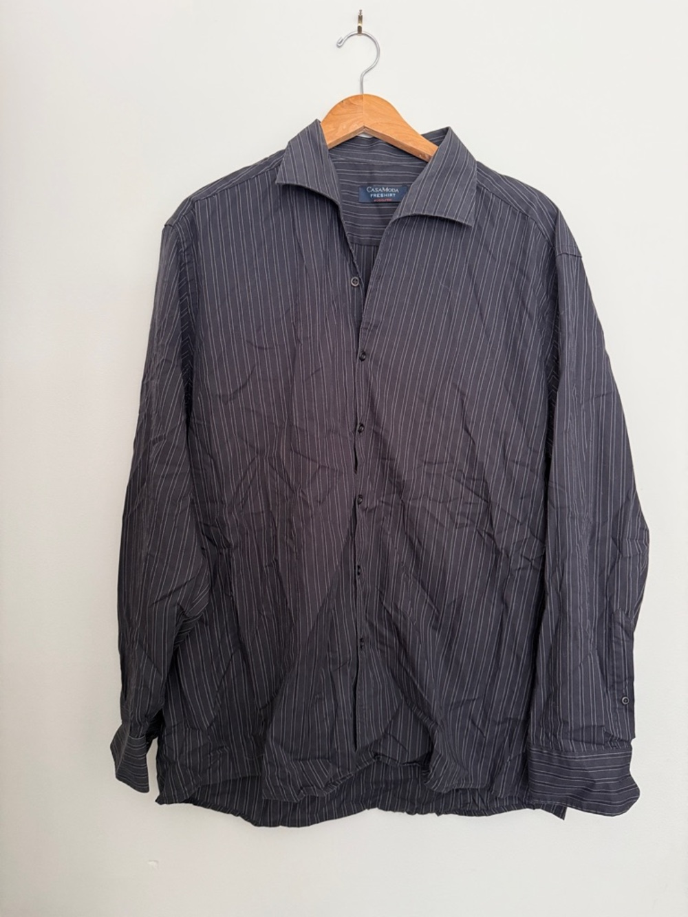 Men's Black Pinstripe Dress Shirt